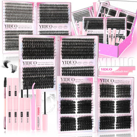 YIDUO 6 Styles Lash Clusters Kit with 1548 pieces and accessories