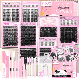 YIDUO 8 Styles Cluster Lash Kit with lash clusters and accessories