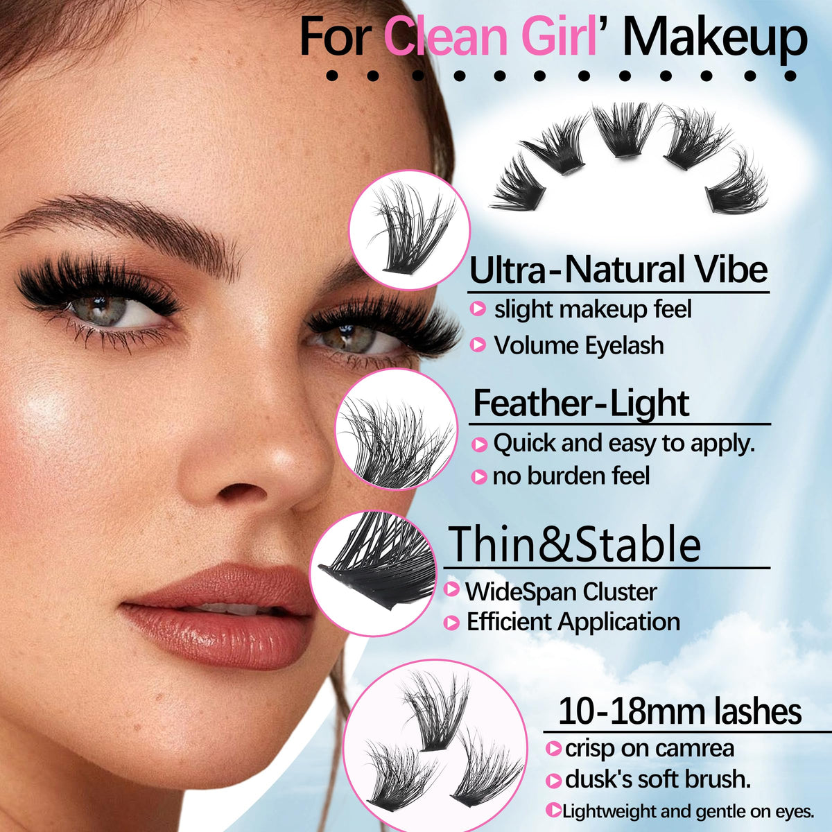 YIDUO 80D lash clusters displayed in the kit