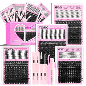 YIDUO 960Pcs Lash Clusters Kit front view with various lash styles