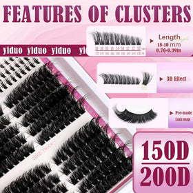YIDUO Cluster Lashes Kit packaging with included tools