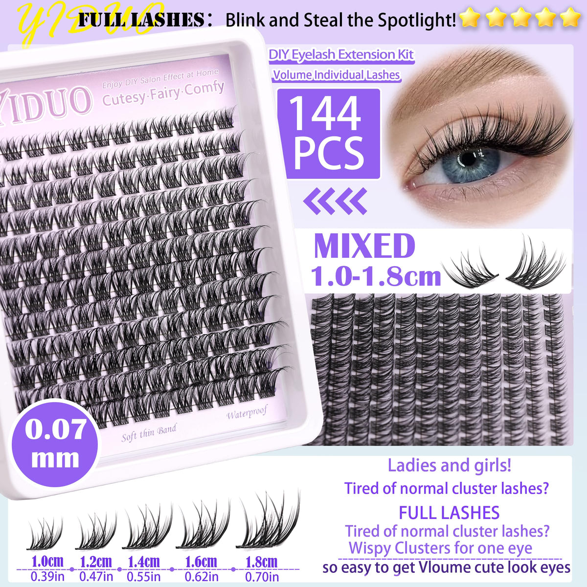 YIDUO Dramatic lash clusters close-up