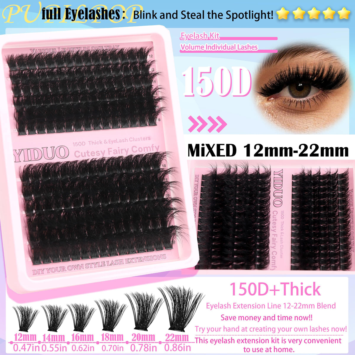YIDUO eyelash tweezers and brushes included