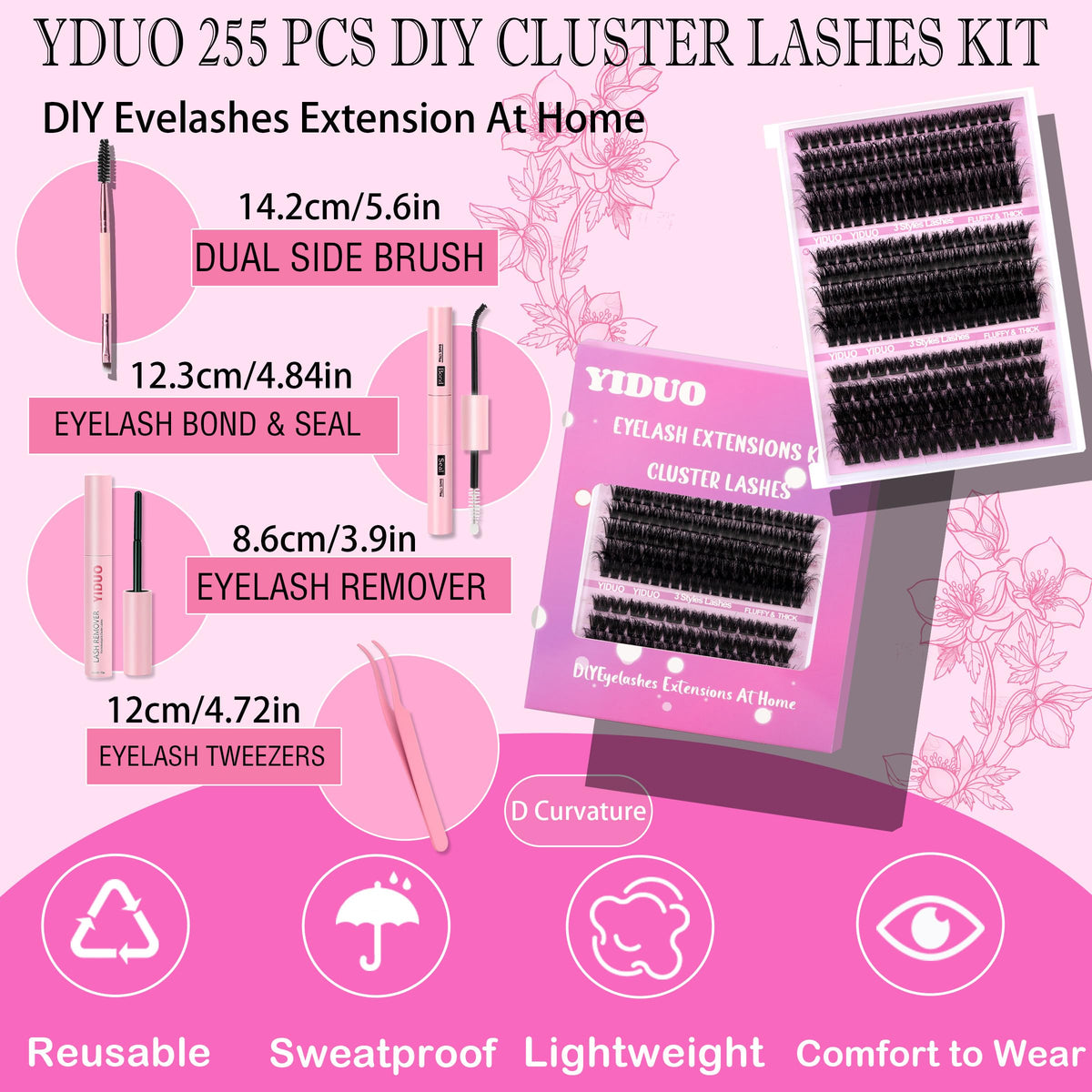YIDUO eyelash tweezers included in the kit