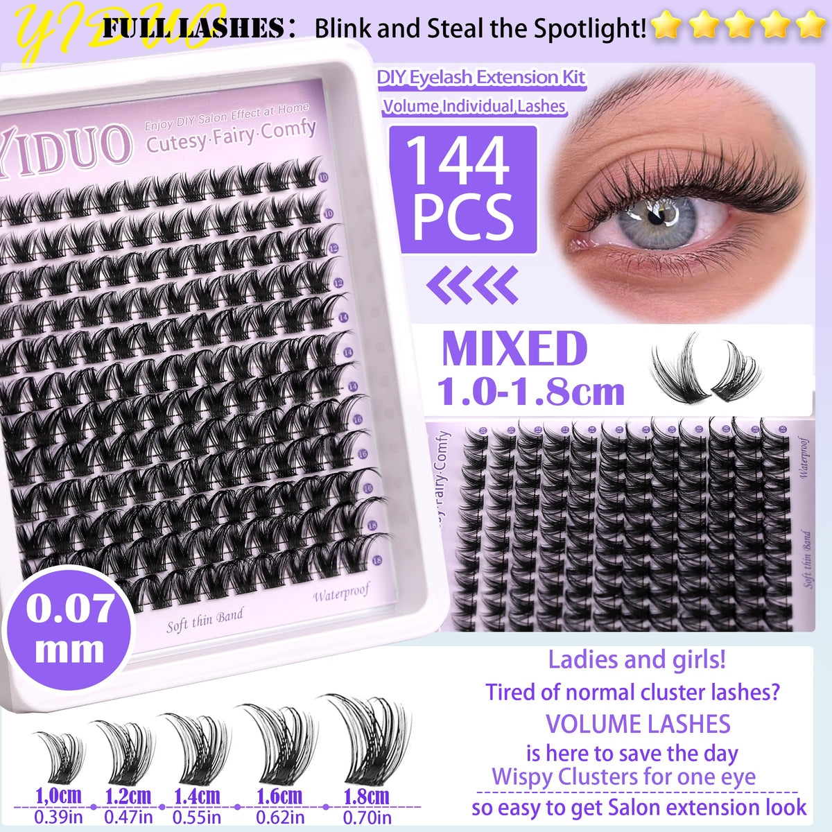 YIDUO Fairy lash clusters close-up