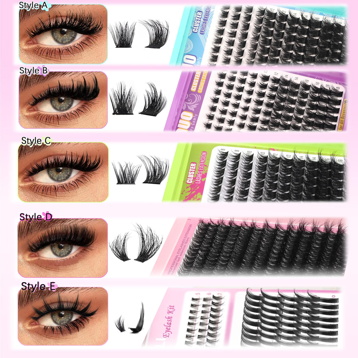 YIDUO Fluffy lash clusters in various styles