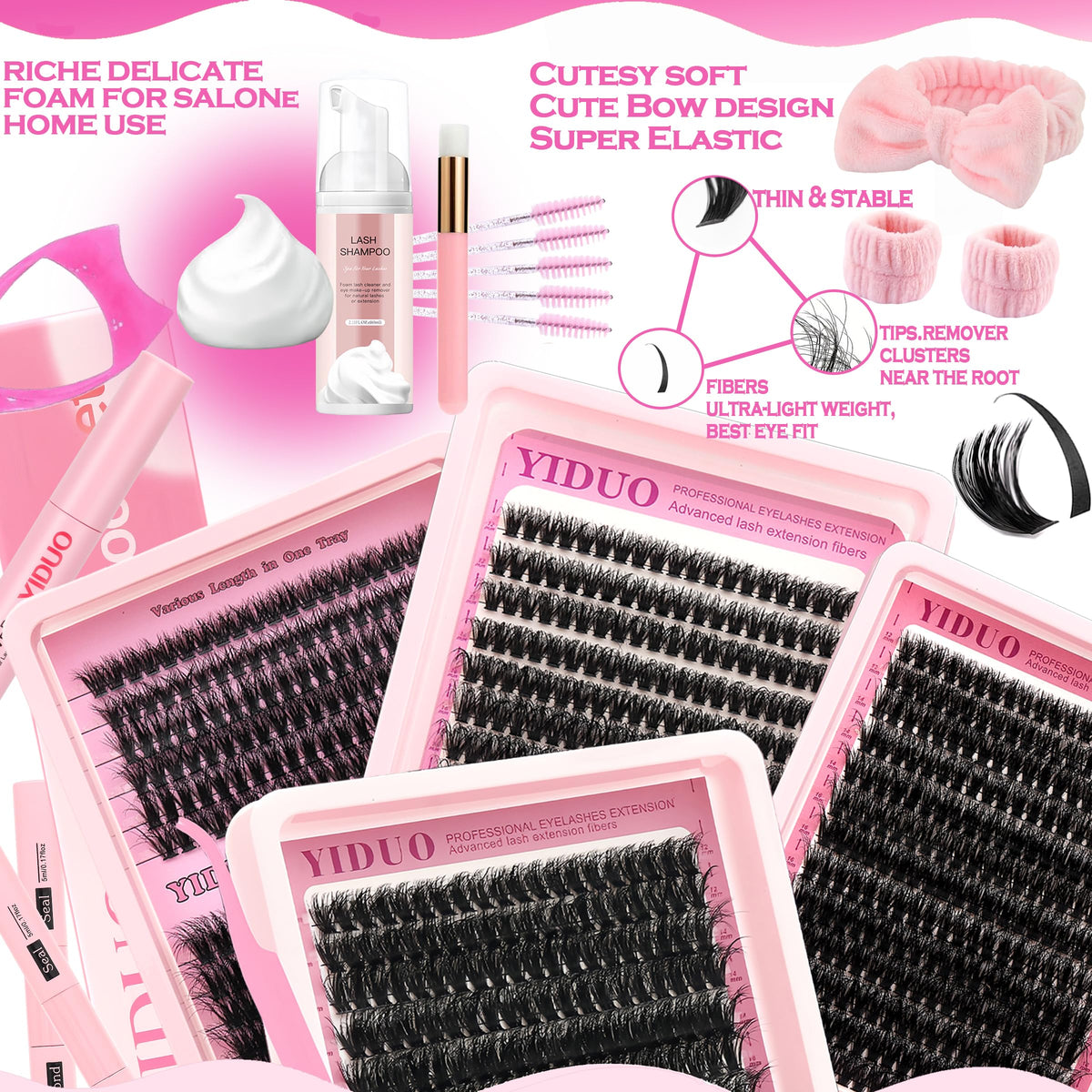YIDUO Lash Clusters 60D style close-up