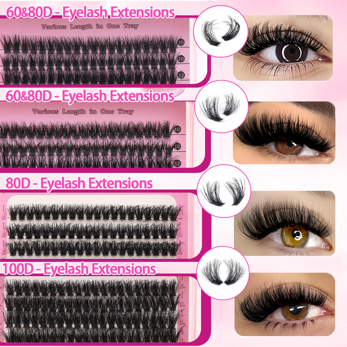 YIDUO Lash Clusters 80D style close-up