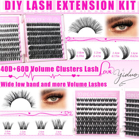YIDUO lash clusters displayed in makeup bag