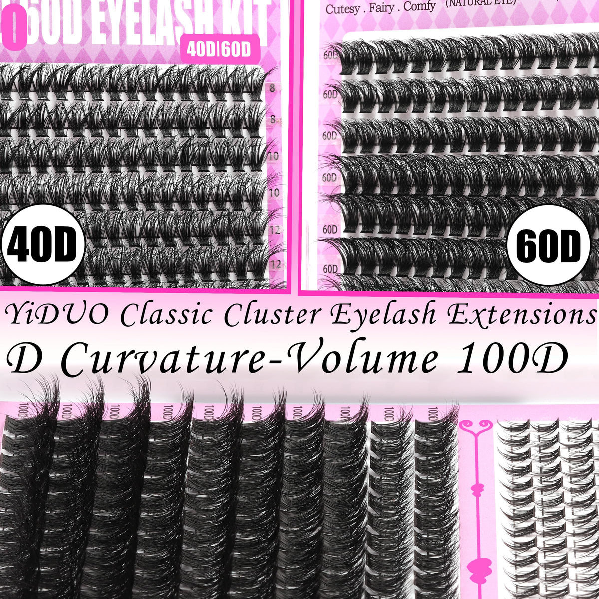 YIDUO lash clusters in various styles and lengths
