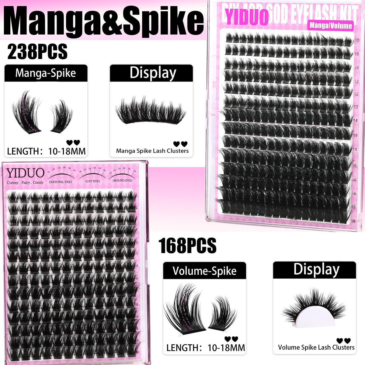 YIDUO lash clusters in various styles and lengths