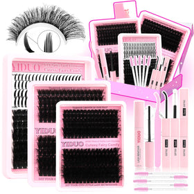 YIDUO Lash Clusters Kit 575Pcs with glue and accessories