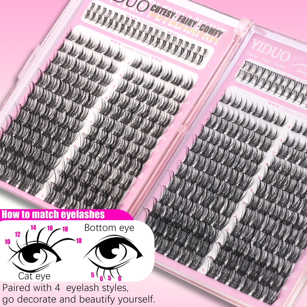 YIDUO Lash Clusters Kit contents including bond, seal, and tweezers
