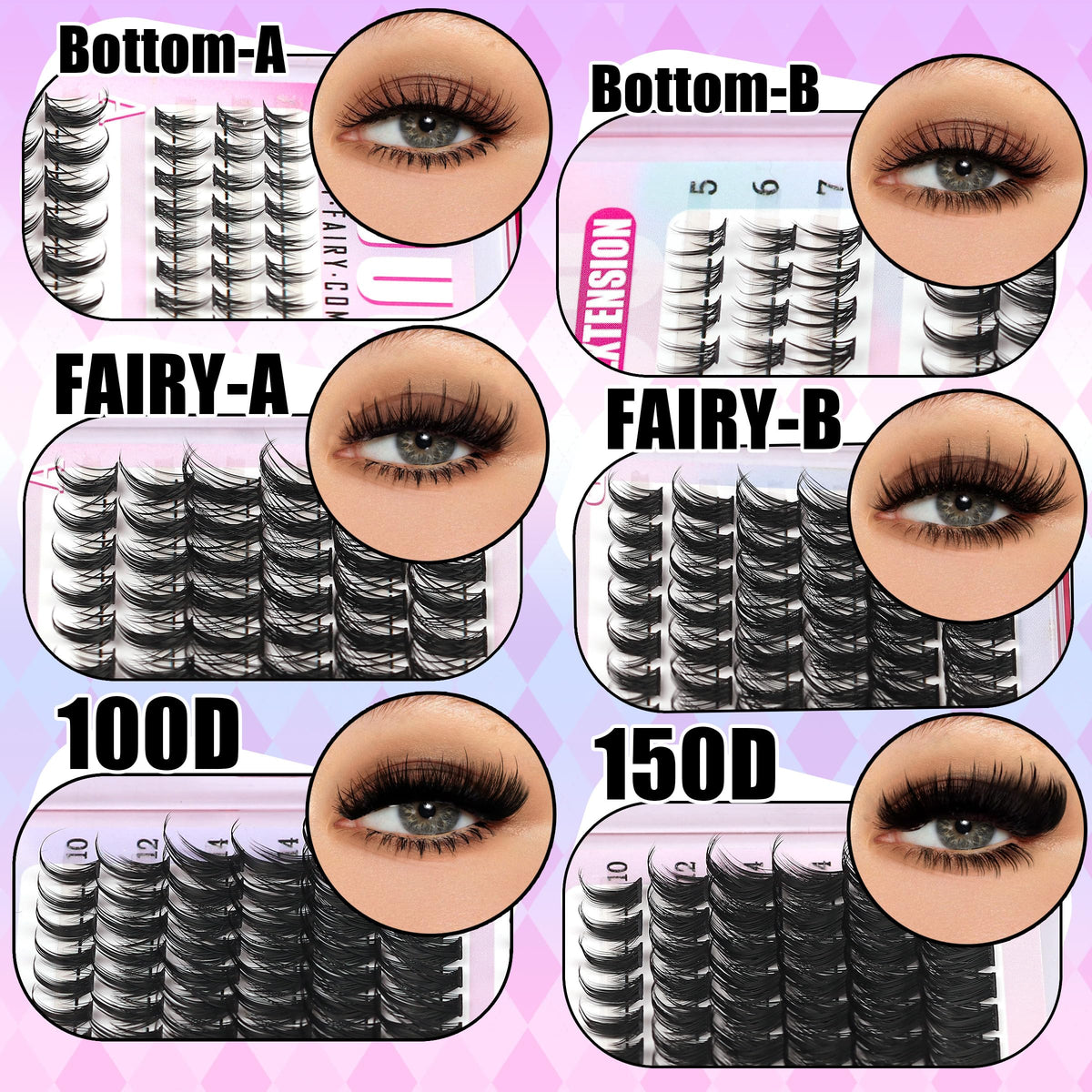 YIDUO lash clusters kit contents including tweezers and bond