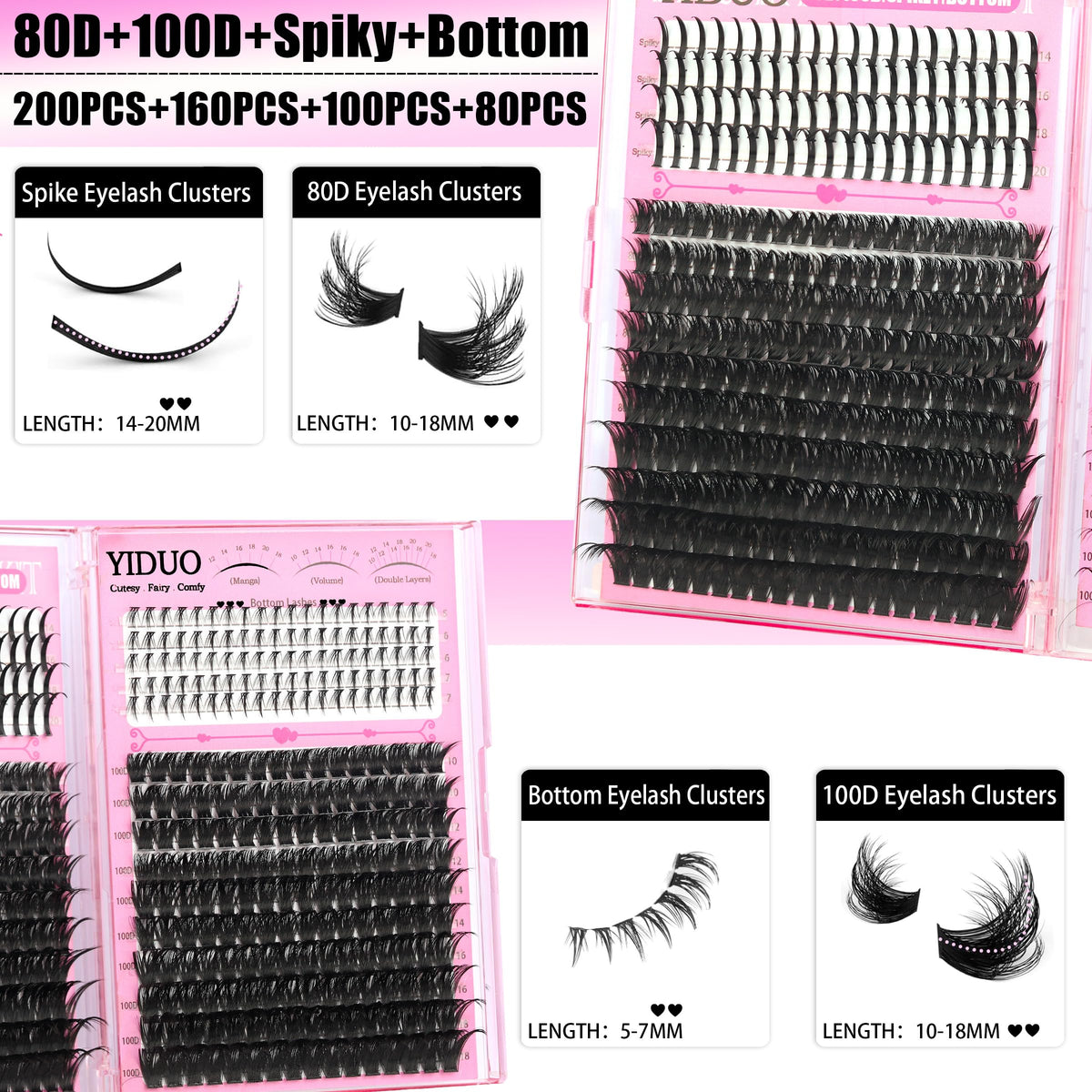 YIDUO lash clusters kit packaging with all components