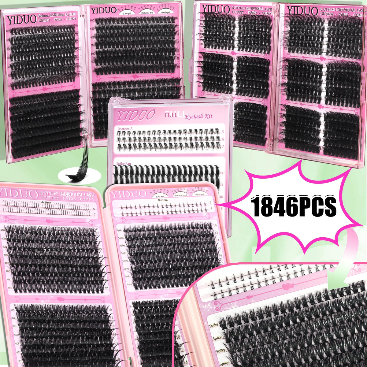 YIDUO Lash Clusters Kit showing included tools and accessories
