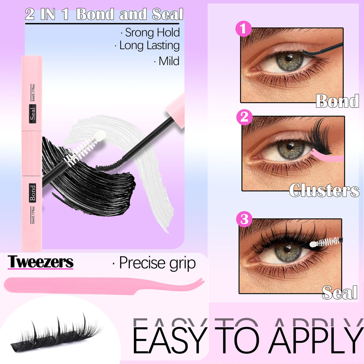 YIDUO lash clusters kit with application tools laid out
