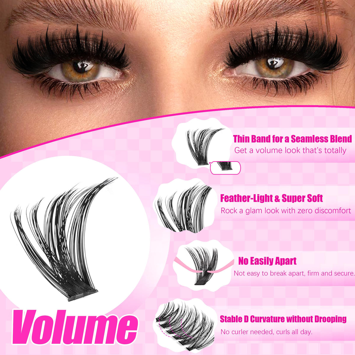 YIDUO Lash Clusters Kit with tweezers and lash brush