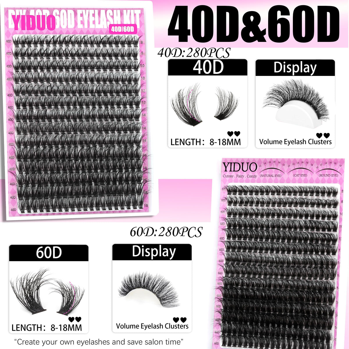 YIDUO lash clusters laid out for easy selection