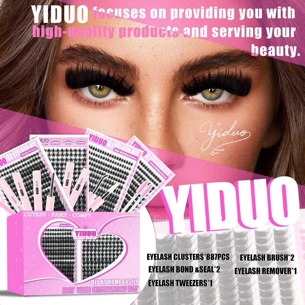 YIDUO lash clusters with eyelash brush
