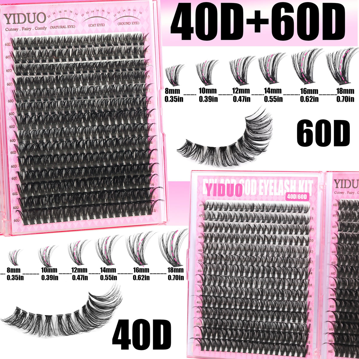 YIDUO lash clusters with spiky and bottom lash options