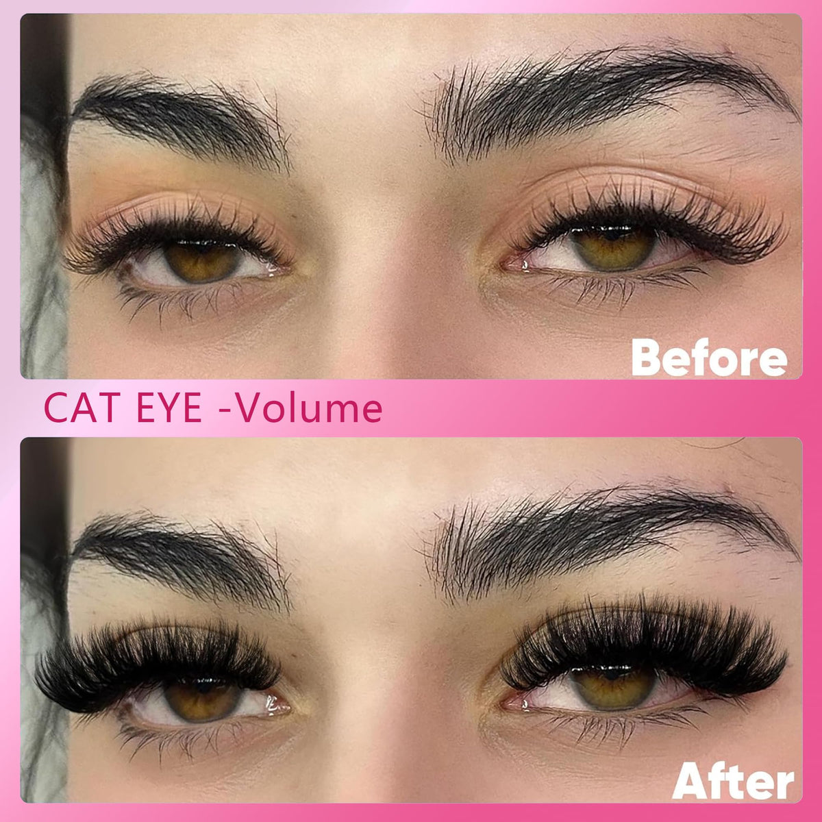 YIDUO lashes applied to model showcasing the cat-eye look