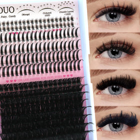 YIDUO Lashes Clusters 280Pcs front view with spiky lashes