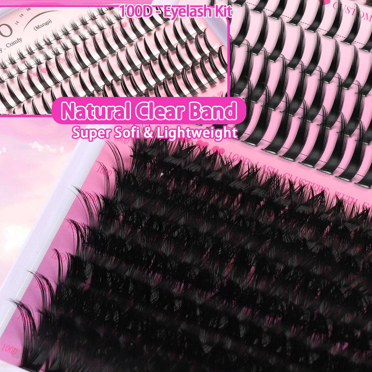 YIDUO Lashes Clusters 280Pcs in use on model