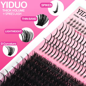 YIDUO Lashes Clusters 280Pcs side view showcasing lash styles