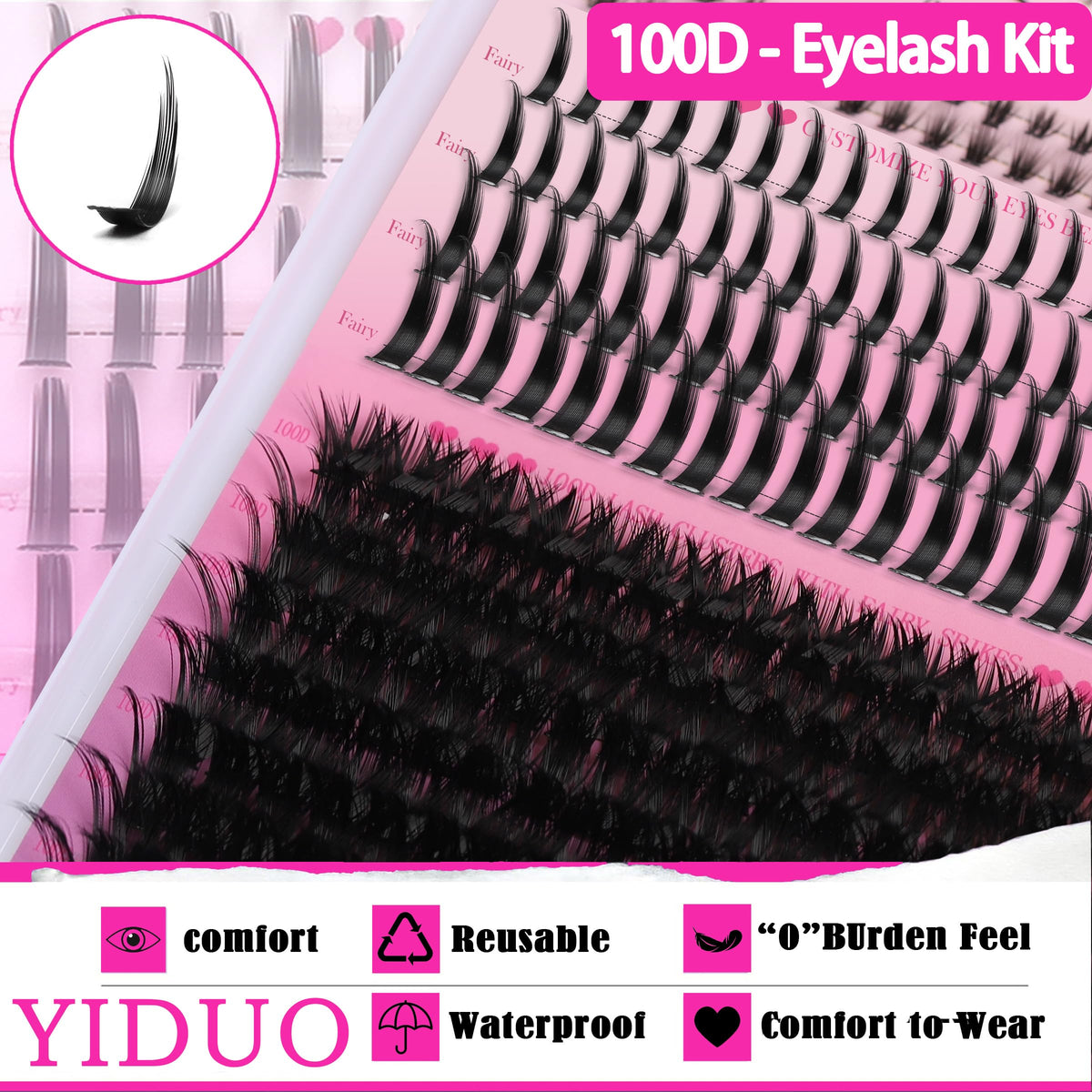YIDUO Lashes Clusters 280Pcs with application tools
