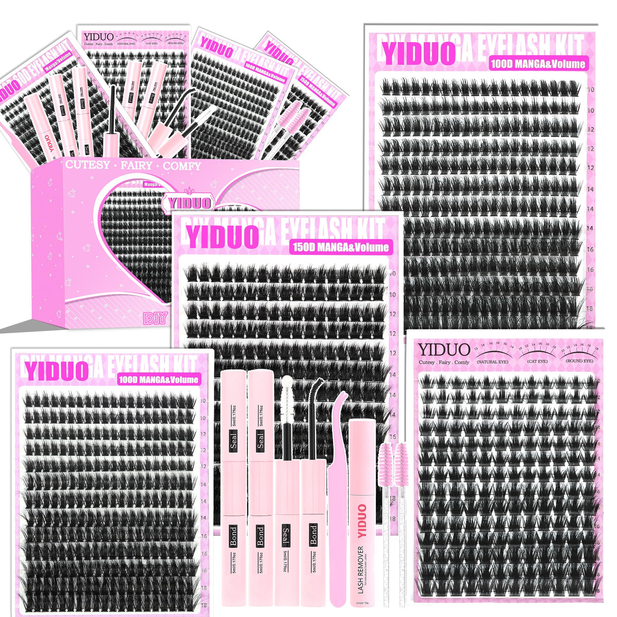 YIDUO Manga Lash Clusters Kit 887Pcs front view
