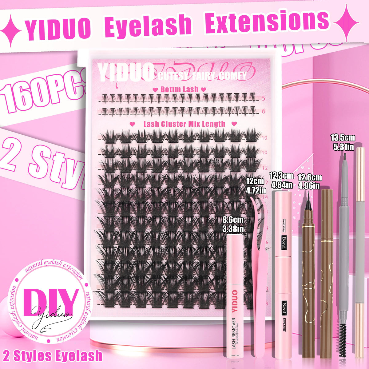 YIDUO Manga Lash Clusters Kit with bottom lashes