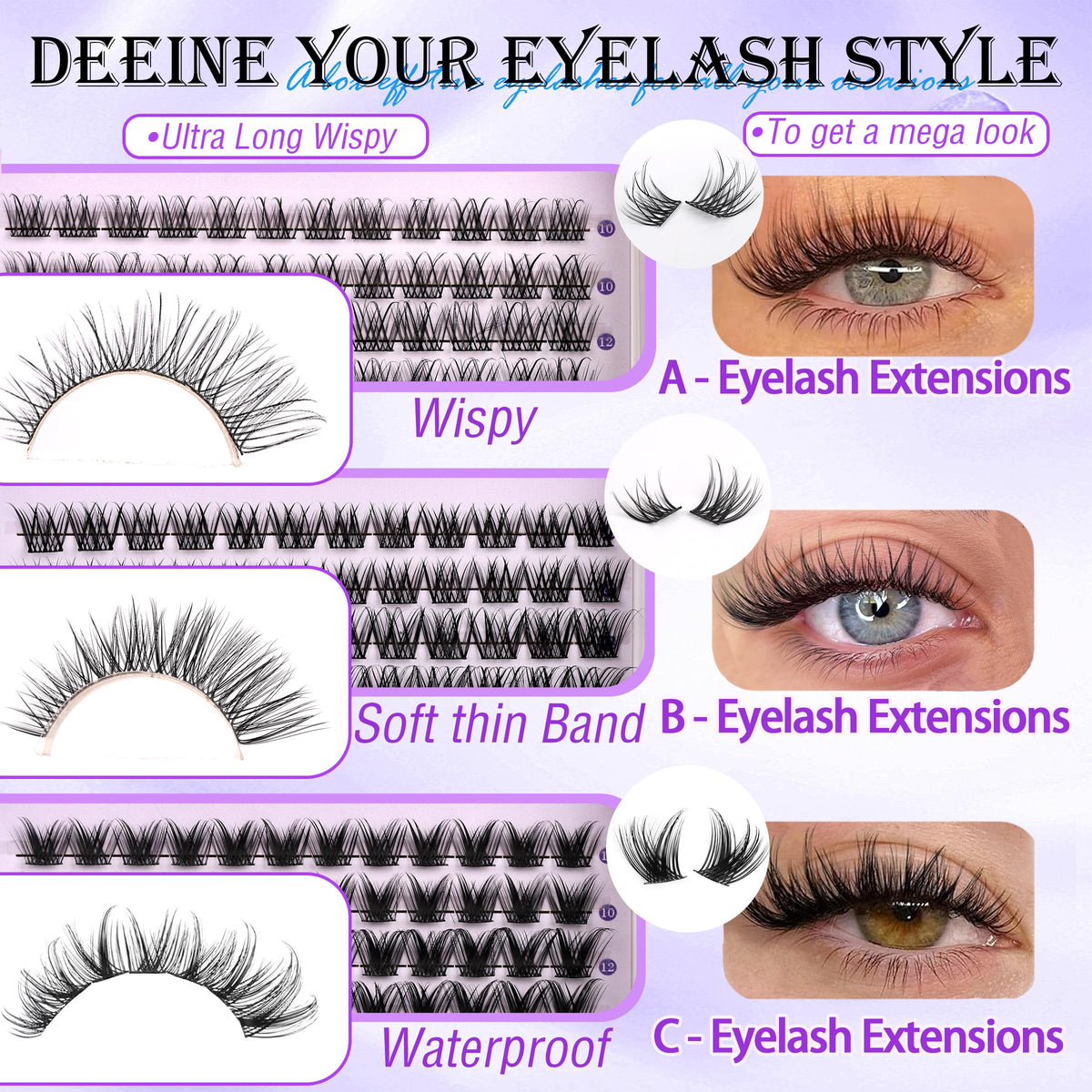 YIDUO Natural lash clusters close-up