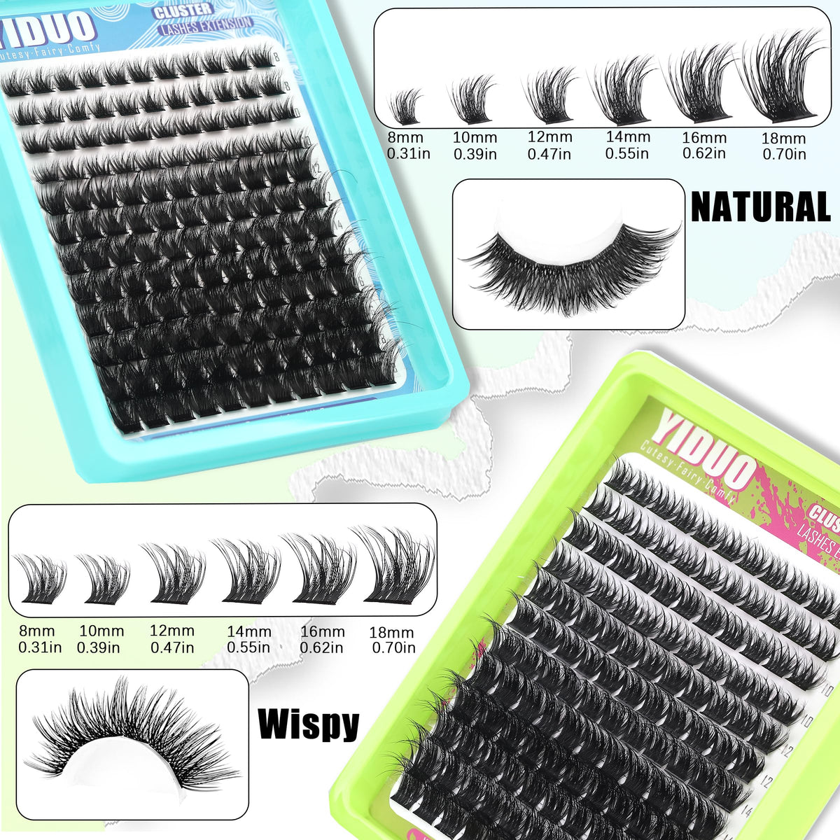 YIDUO Spike lash clusters displayed