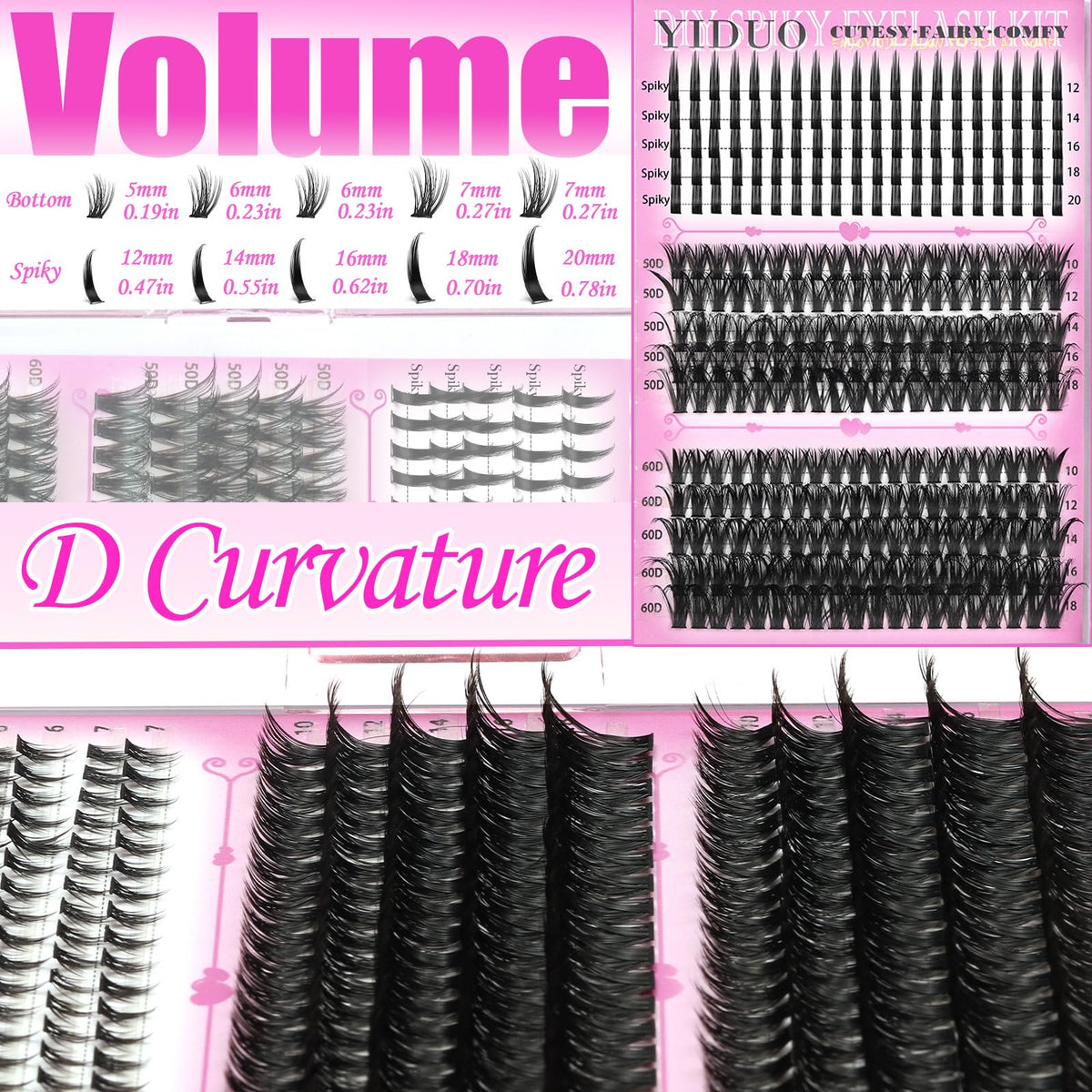 YIDUO Spikes and Bottom Lash Clusters displayed