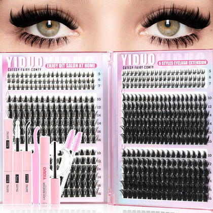 YIDUO Spikes Lash Clusters Kit 534Pcs with various styles
