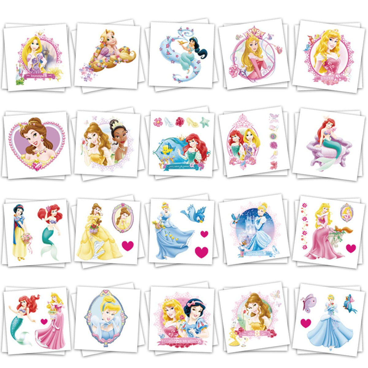 YINFENGKANHAI Cartoon Princess Temporary Tattoos 40 sheets pack front view