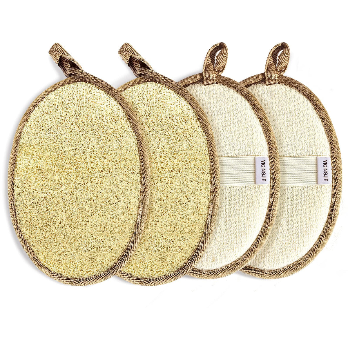 YIQINGJIE Natural Loofah Exfoliating Body Scrubber front view