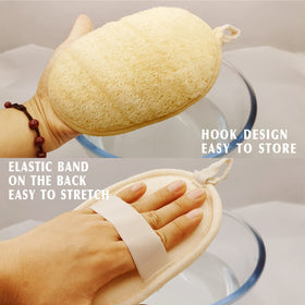 YIQINGJIE Natural Loofah Exfoliating Body Scrubber hanging loop