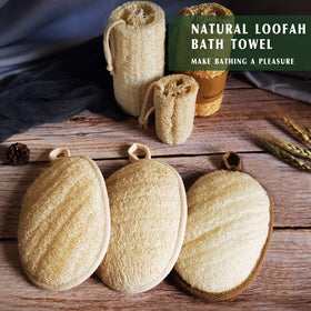YIQINGJIE Natural Loofah Exfoliating Body Scrubber set of four