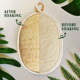 YIQINGJIE Natural Loofah Exfoliating Body Scrubber with terry cloth lining