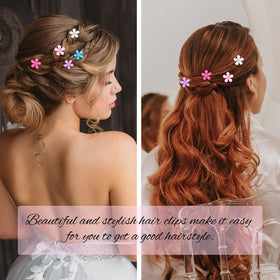 YISSION mini flower hair clips in light pink and white