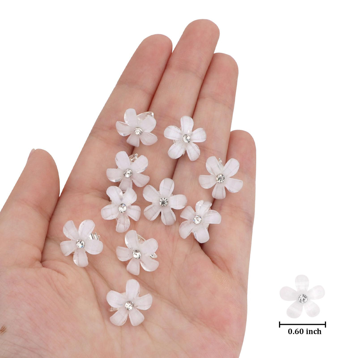 YISSION white floral hair clips in a girl's hair