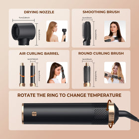 Yitrust hair dryer brush in use on long hair