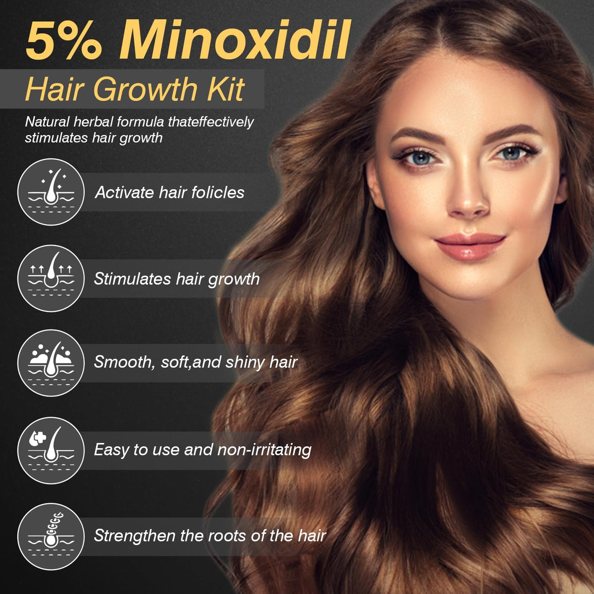YKDILYHH Minoxidil Hair Growth Serum 5% bottle side view
