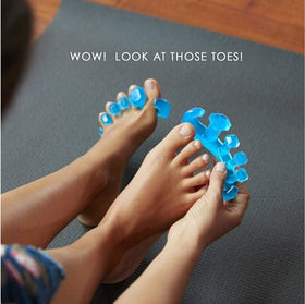 Yoga Toes GEMS gel toe separator in use on feet