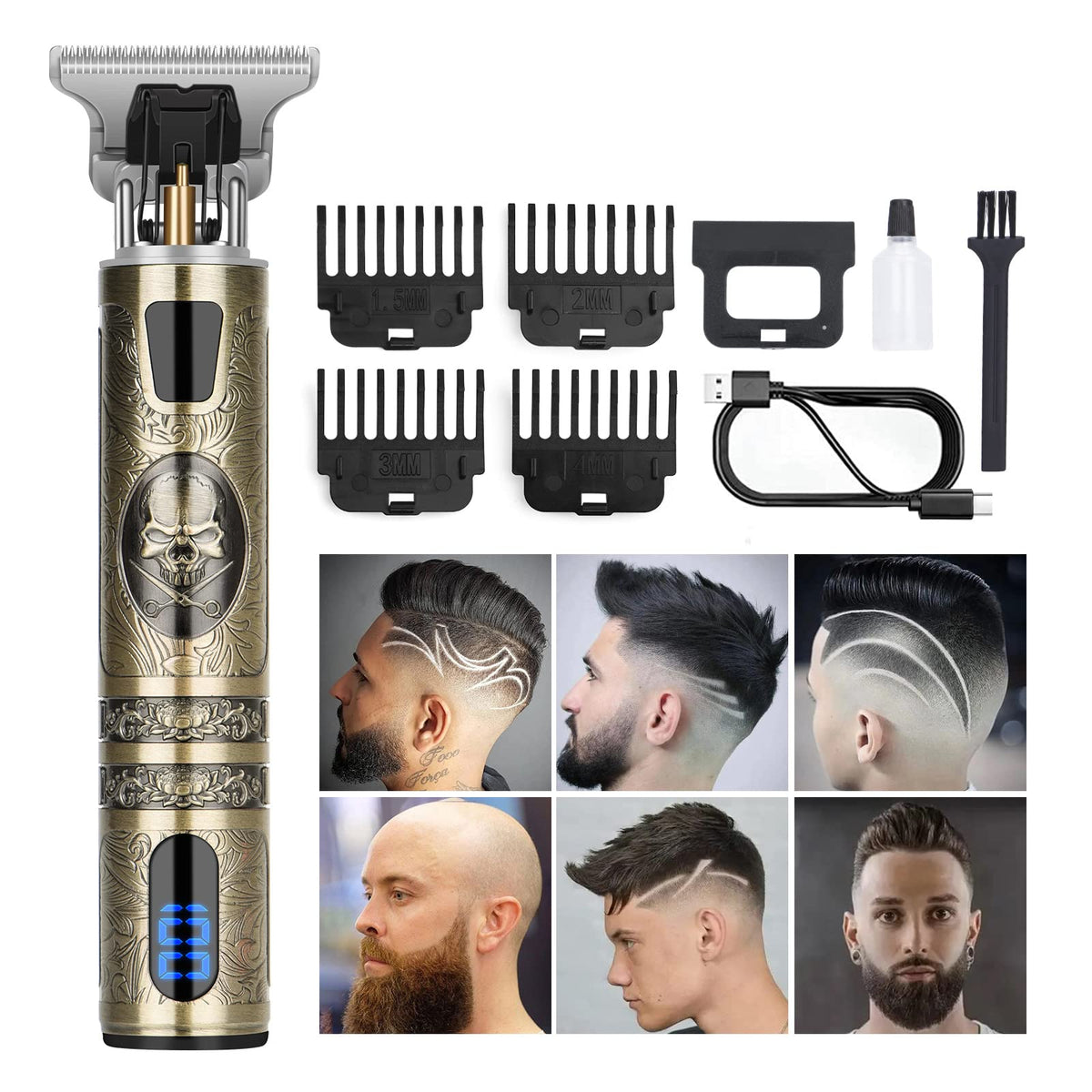 YOGINGO Professional Hair Trimmer front view with LCD display