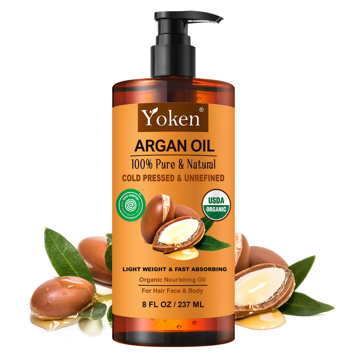 Yoken 8oz Argan Oil front view with label