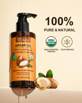 Yoken Argan Oil bottle side view showcasing the cap