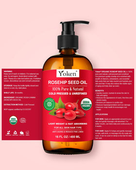 Yoken Cold Pressed Organic Rosehip Seed Oil packaging details